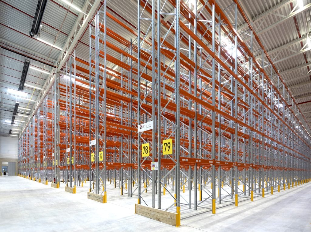 Drive-in racking installed in an empty warehouse